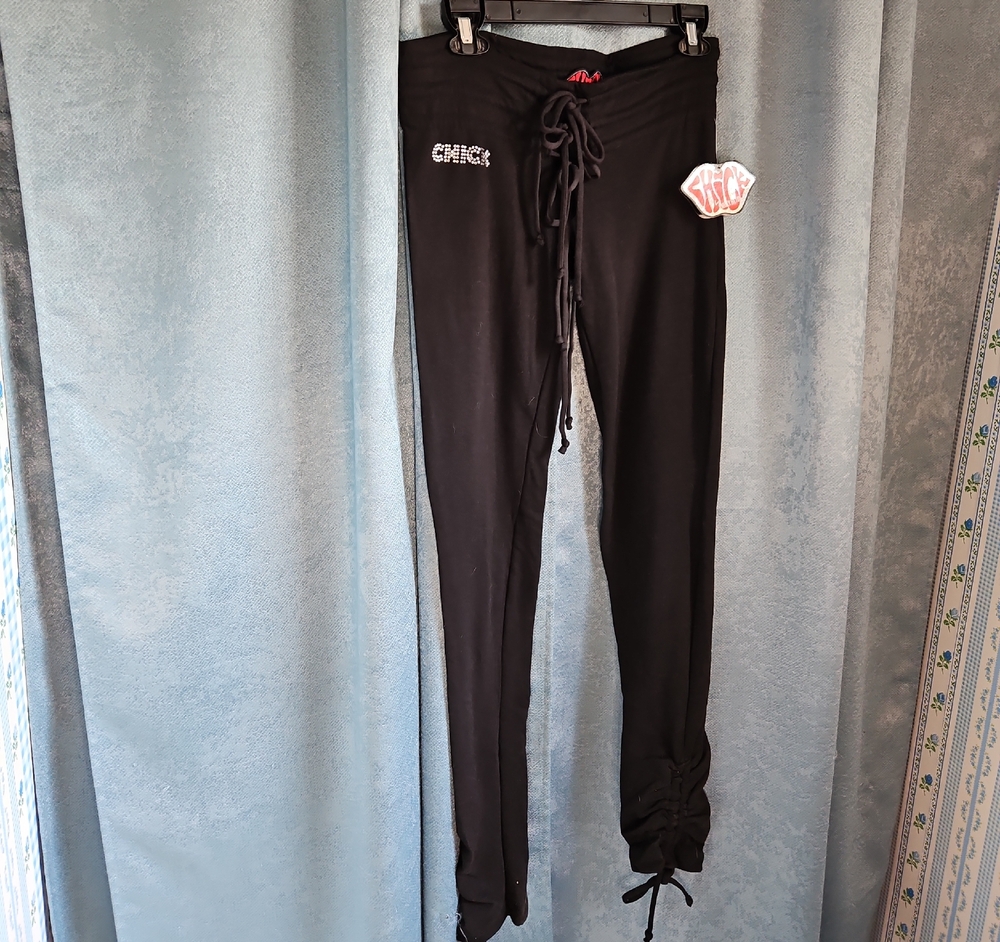 Chick by Nicky Hilton Women's Black Track Pants with Drawstring - XS